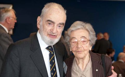 Ted Gerson (MMS 4T7; left) with University Professor Emerita Ursula M. Franklin at the 2010 Winegard Visiting Lectureship in New Materials Engineering