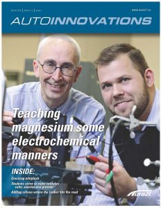 Savguira and Thorpe on the cover of AUTO21's Auto Innovations Winter 2015 issue