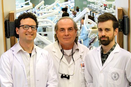 Professor Ben Hatton (MSE), Professor Yoav Finer (Dentistry) and PhD candidate Cameron Stewart (IBBME) (Photo Credit: Faculty of Dentistry Yodit Tedla
